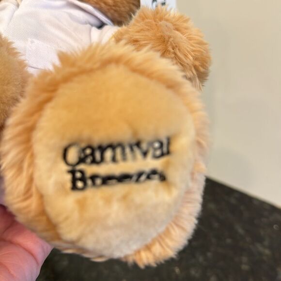 Carnival Breeze Cruise Victory Captain Brown Teddy Bear Plush 10” White Uniform - Picture 9 of 9